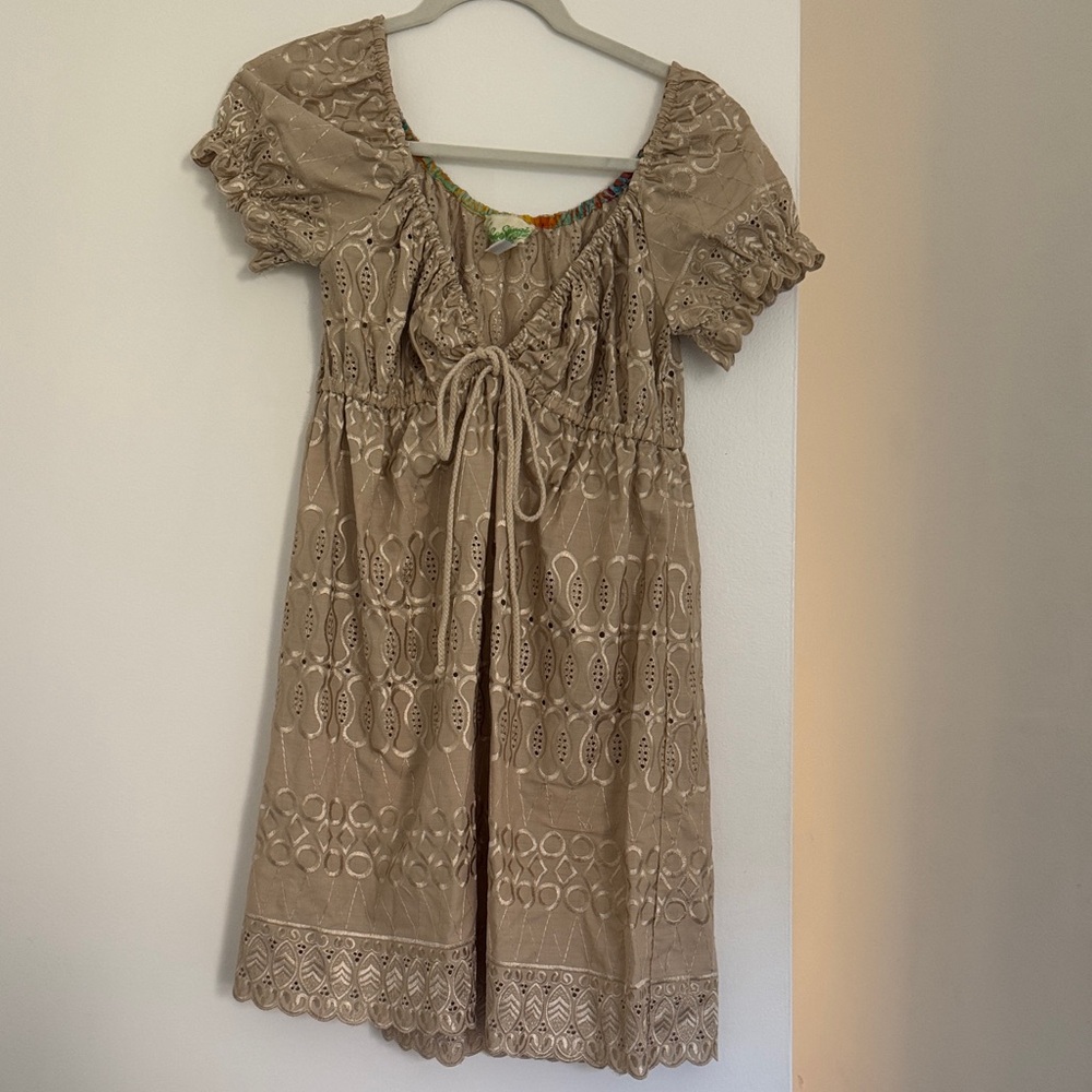Elegant Tan Mini Dress